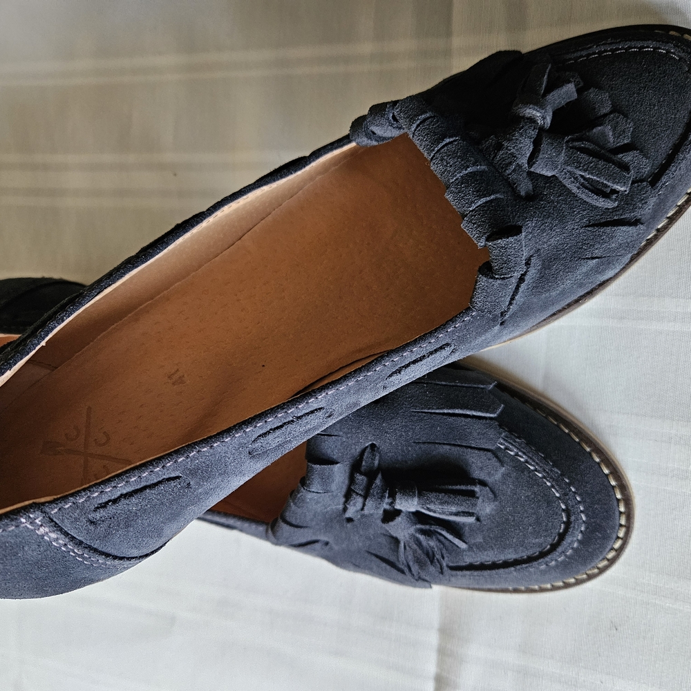 Tassel Suede Loafers - Navy Blue Women’s Flats
